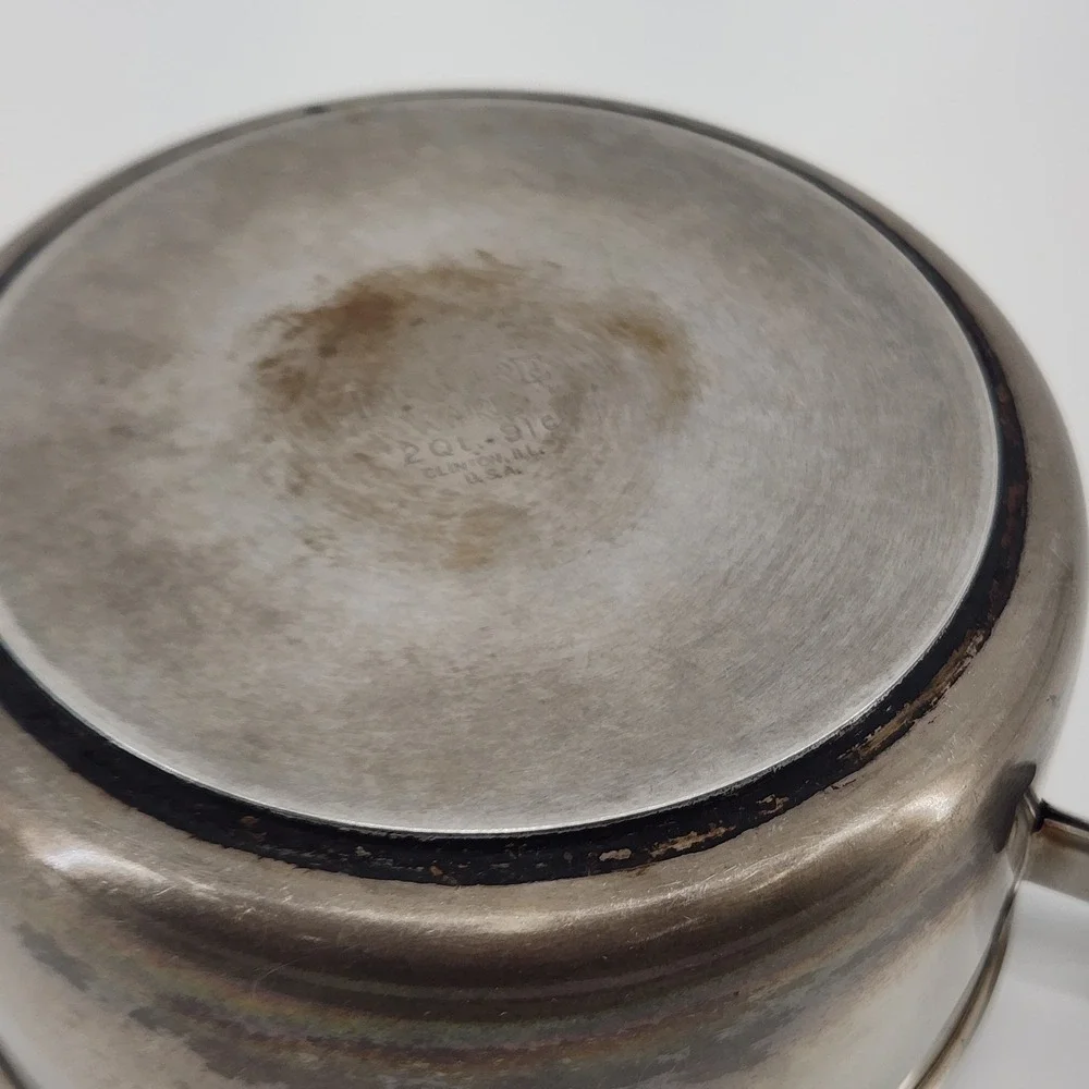 Revere Ware 2 Quart Saucepan Pot Stainless Steel Black Handle 91C Clinton IL USA